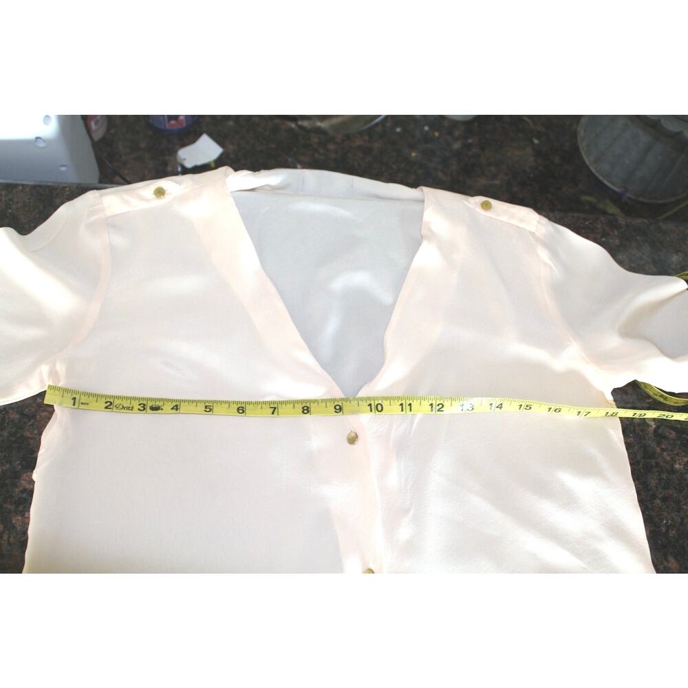 Madewell x Sézane Blouse | Size S | Cream | Ruffle Neck | Gold Snaps - Picture 6 of 7